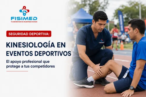Kinesiología en eventos deportivos con atención de un competidor en terreno